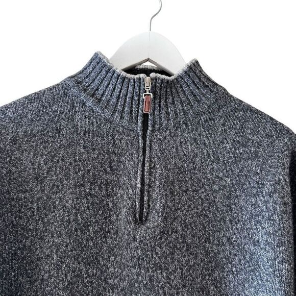 Iceland Wool Men's Pullover Sweater 1/4 Zip Blue Made in Italy SZ L #2369 - Picture 2 of 11
